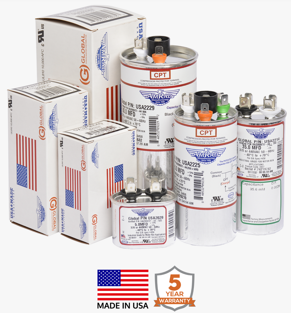 AmRad Made in USA Capacitors 5 Year Warranty