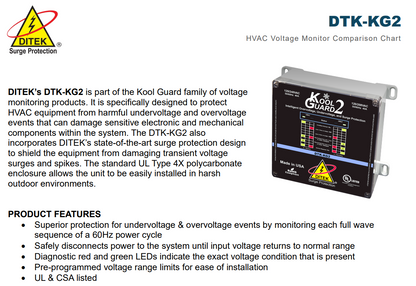 Ditek KG2 Intelligent Voltage Monitoring with Surge Protection 50kA