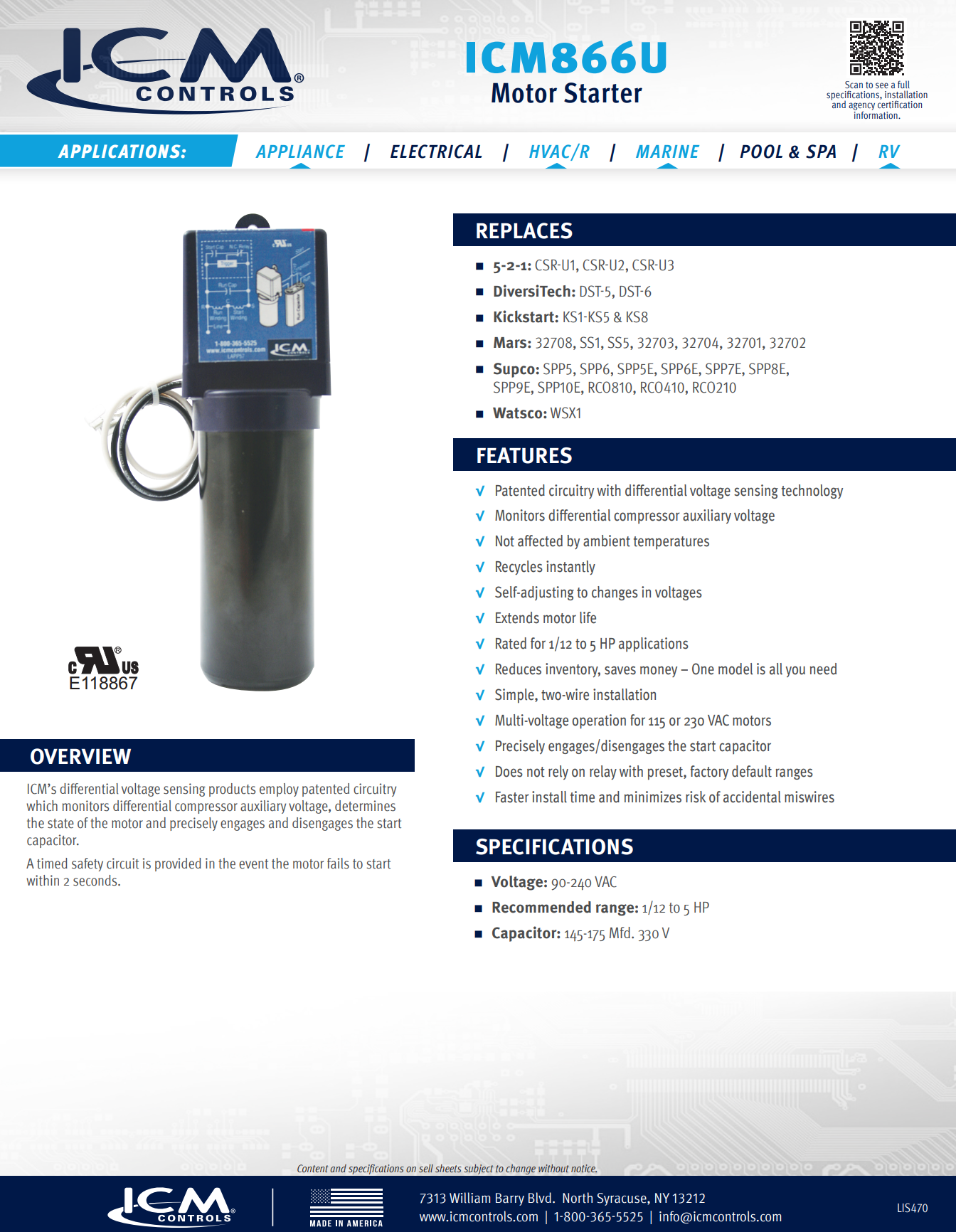 ICM866U RapidStart Motor Starter