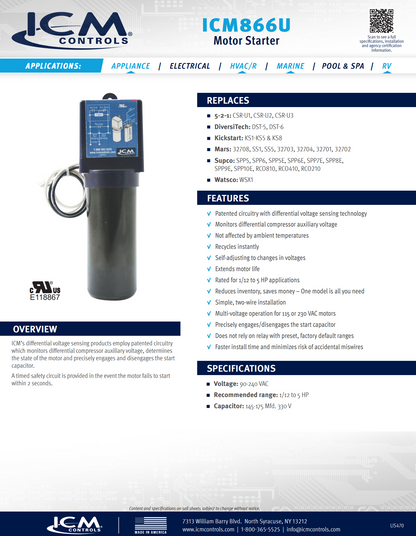ICM866U RapidStart Motor Starter